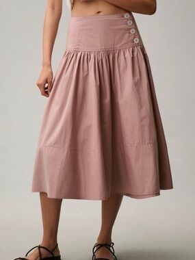 Maeve Drop Waist Wrap Midi Skirt- Mauve